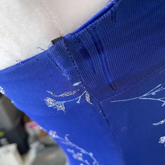 Vintage Y2K 90’s City Triangles mesh  Blue with Glitter Flowers size small - Picture 6 of 12